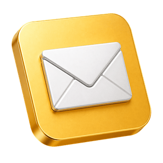 En la página de contacto, ícono decorativo 3D de un sobre de correo
