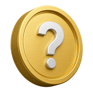 Moneda dorada 3D decorativa con un signo de pregunta en la página de preguntas frecuentes